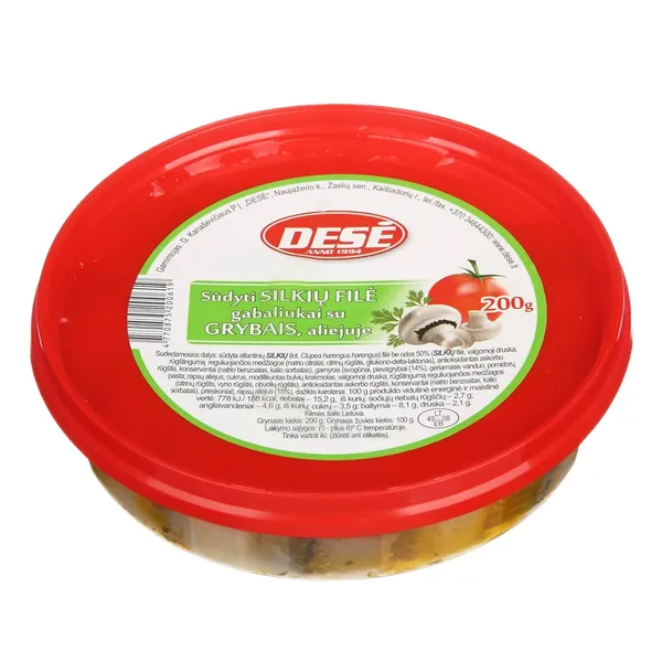 Silkių filė gabaliukai su grybais aliejuje DESĖ, 200 g