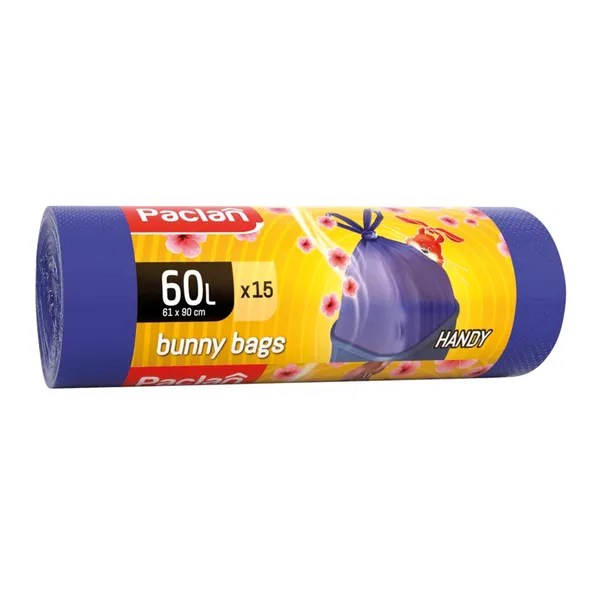Šiukšlių maišai PACLAN aromatizuoti, užrišami, 60 l, 15 mk, 10 vnt.