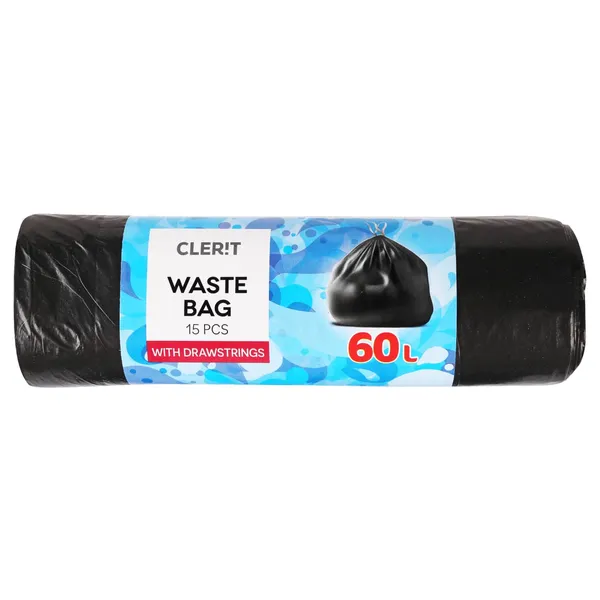 Šiukšlių maišai su virvele 60L, 15 vnt.