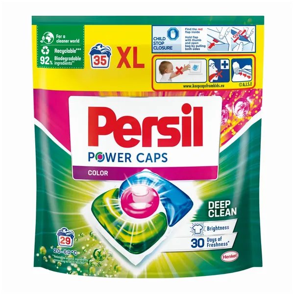 Skalbimo kapsulės PERSIL POWER CAPS Color, 29 skalbimai, 29 vnt.
