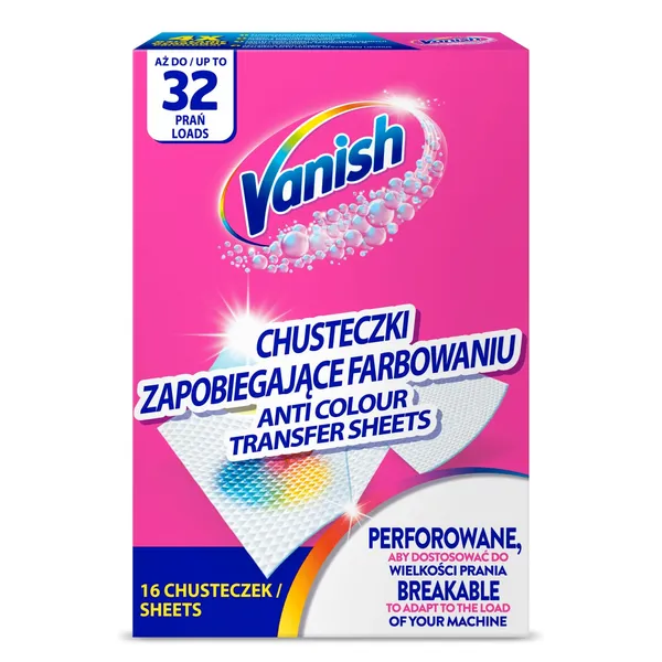 Skalbinių servetėlės apsaugančios drabužių spalvas skalbimo metu VANISH COLOR PROTECT, 16 vnt