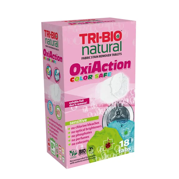 Skalbimo priemonė TRI-BIO OXI-ACTION TABLET COLOR 18vnt