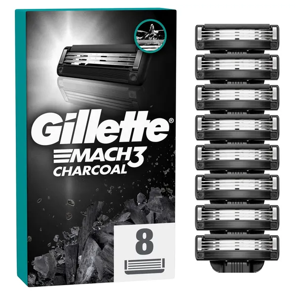 Skustuvo galvutės GILLETTE MACH3 Charcoal, 8vnt.