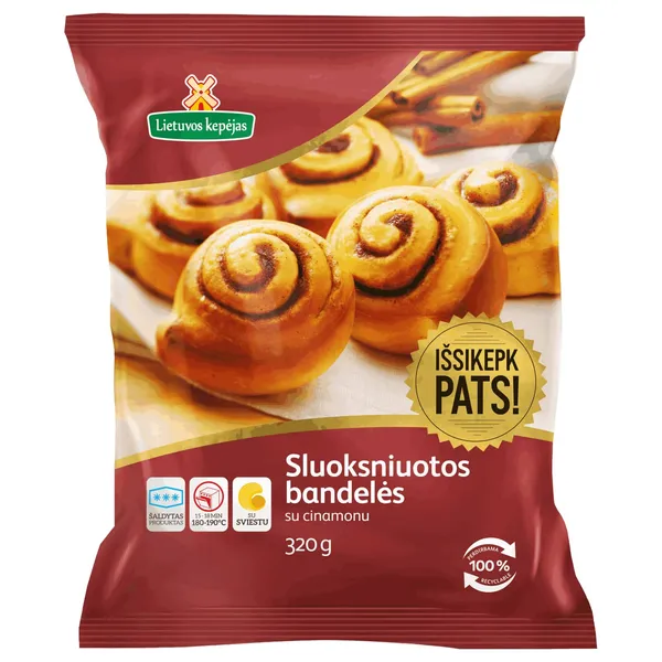 Šaldytos sluoksniuotos bandelės su cinamono įdaru LIETUVOS KEPĖJAS, 320 g