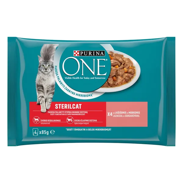 Šlapias ėdalas katėms One Sterilcat su lašišomis 4x85g