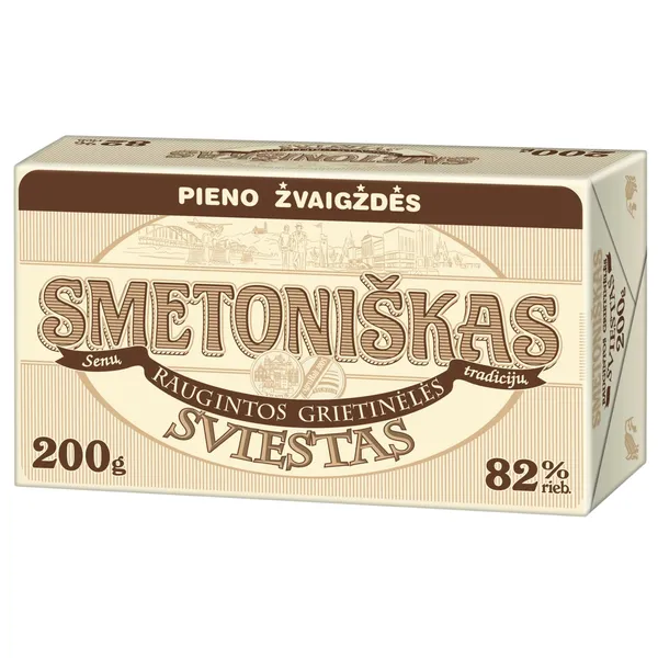 SMETONIŠKAS sviestas, 82 % rieb., 0.2 kg