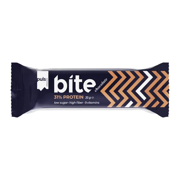 Šokolado skonio baltyminis batonėlis PULS BITE, su saldikliais, 35 g