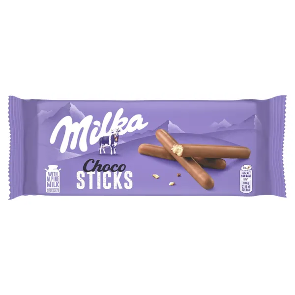Šokoladiniai vamzdeliai MILKA CHOCO LILA STIX, 112 g