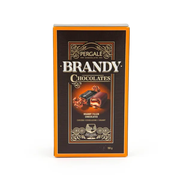 Šokoladiniai saldainiai PERGALĖ BRANDY su brendžiu, 190 g