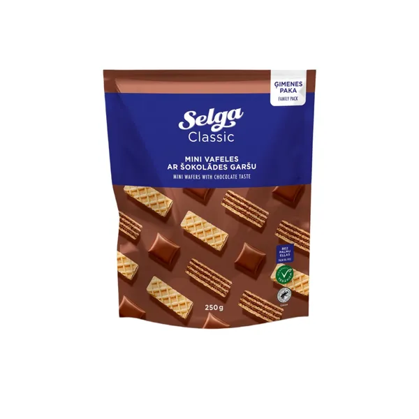 Mini vafliai SELGA šokolado skonio, 250 g