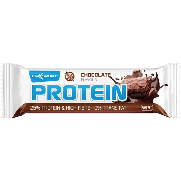 Šokolado skonio baltyminis batonėlis MAXSPORT be glitimo, 50 g