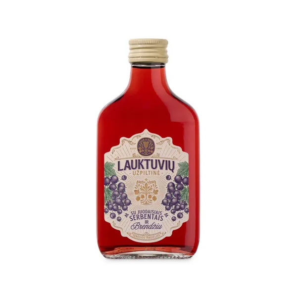 Spiritinis gėrimas su juodaisiais serbentais ir brendžiu LAUKTUVIŲ UŽPILTINĖ, 20%, 0,2l