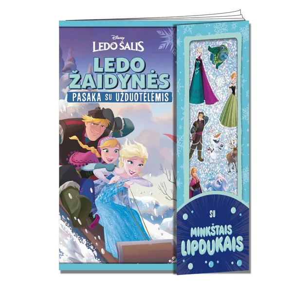 Spalvinimo knyga LEDO ŠALIS. LEDO ŽAIDYNĖS. PASAKA SU UŽDUOTĖLĖM IR IŠKILIAIS LIPDUKAIS, 3-6 m.