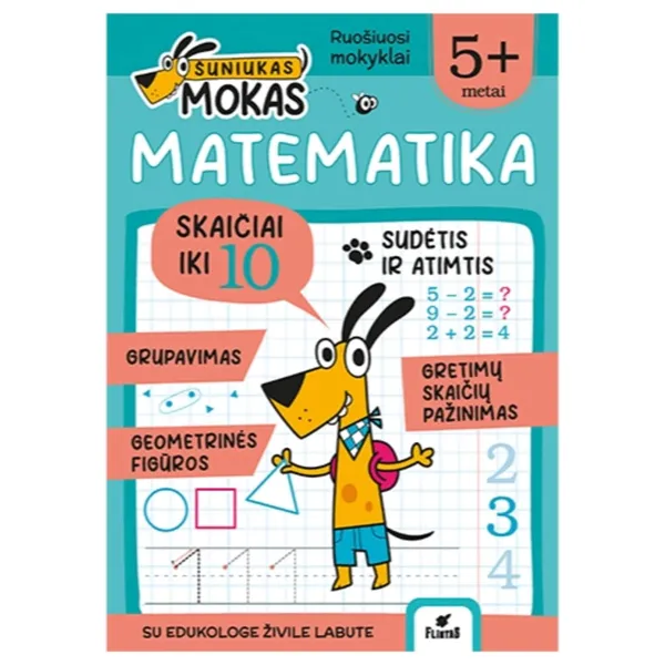 Spalvinimo knyga ŠUNIUKAS MOKAS. MATEMATIKA NUO 5 METŲ