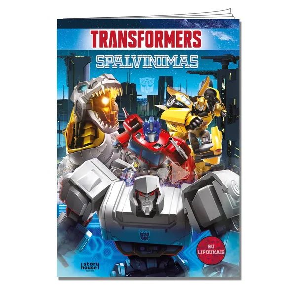 Spalvinimo knyga TRANSFORMERS. SPALVINIMAS SU LIPDUKAIS, 3-6 m.