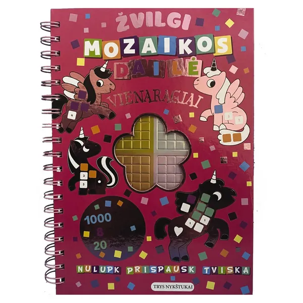 Spalvinimo knyga VIENARAGIAI. ŽVILGI MOZAIKOS DAILĖ, 3 - 6 m