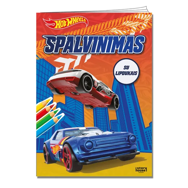 Spalvinimo knyga HOT WHEELS. SPALVINIMAS SU LIPDUKAIS, 3-6 m.