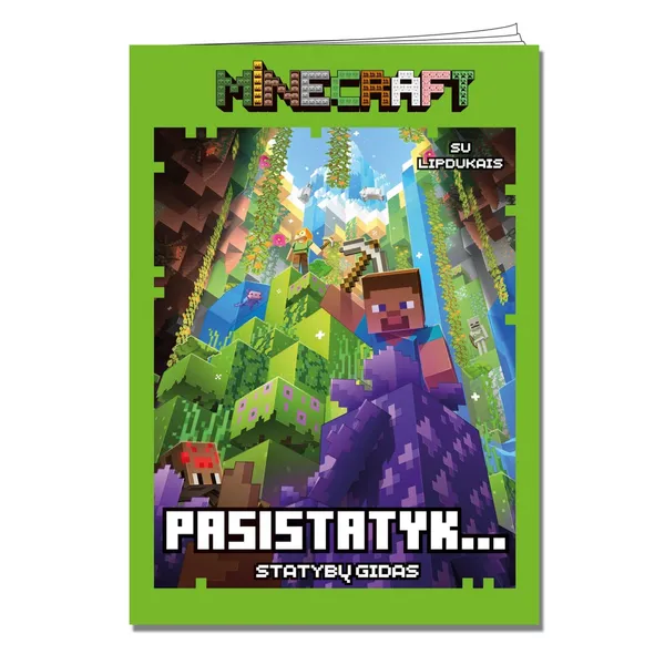 Spalvinimo knyga MINECRAFT. PASISTATYK. STATYBŲ GIDAS. SU LIPDUKAIS, 3-6 m.