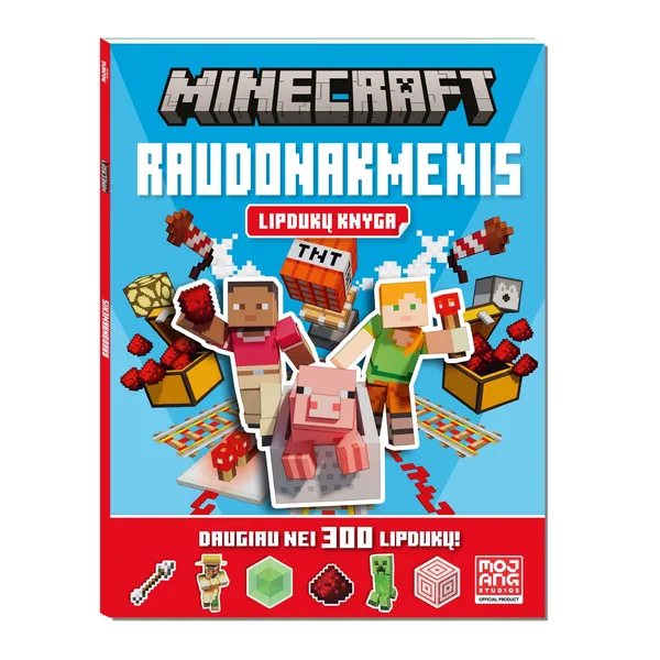 Spalvinimo knyga MINECRAFT. RAUDONAKMENIS. LIPDUKŲ KNYGA, 3-6 m.