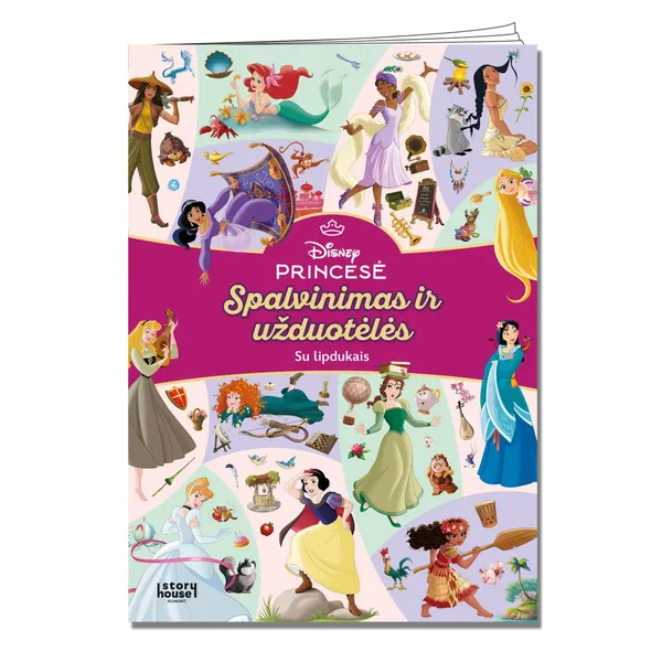 Spalvinimo knyga PRINCESĖS. SPALVINIMAS IR UŽDUOTĖLĖS SU LIPDUKAIS, 3-6 m.