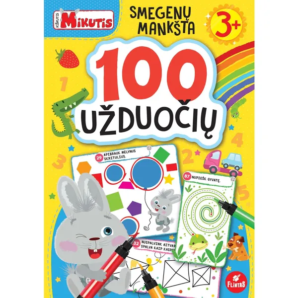 Spalvinimo knyga Rasa Dmuchovskienė KIŠKUTIS MIKUTIS. 100 UŽDUOČIŲ, 3-6 m.