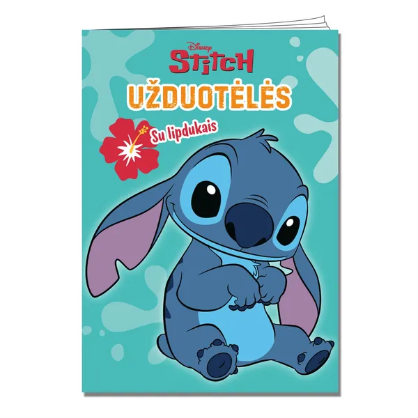 Spalvinimo knyga STITCH. UŽDUOTĖLĖS SU LIPDUKAIS, 3-6 m.