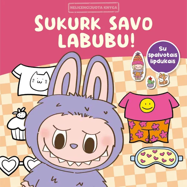 Spalvinimo knyga SUKURK SAVO LABUBU. SU SPALVOTAIS LIPDUKAIS, 3-6 m.