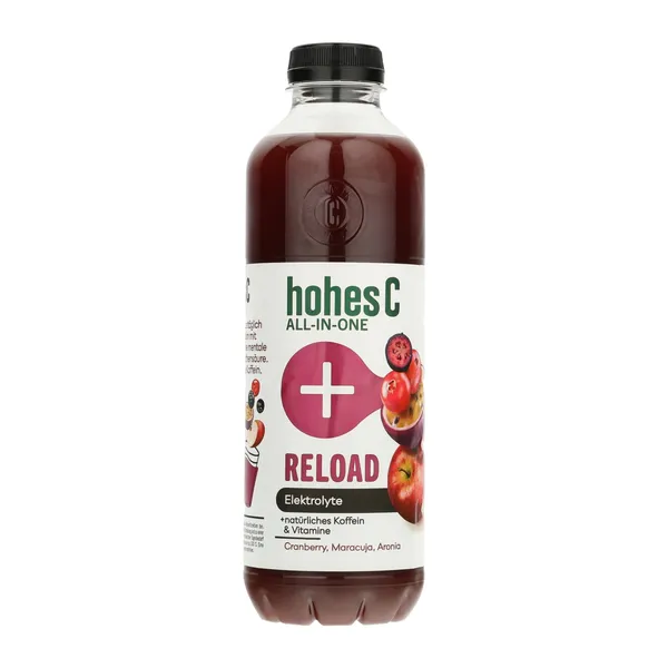 Spanguolių, pasiflorų ir aronijų sulčių gėrimas su vitaminais HOHES C ALL-IN-ONE RELOAD, 0,85 l