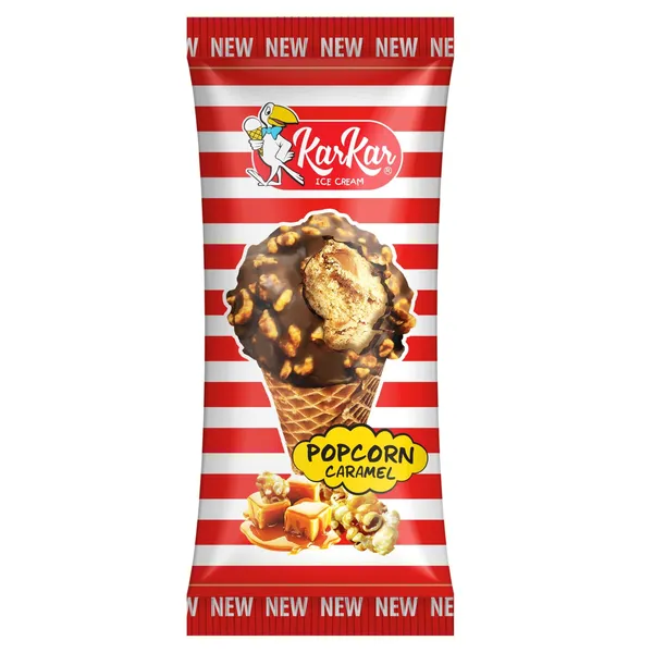Spragėsių skonio valgomieji ledai su karamele KAR KAR, 150 ml / 90 g