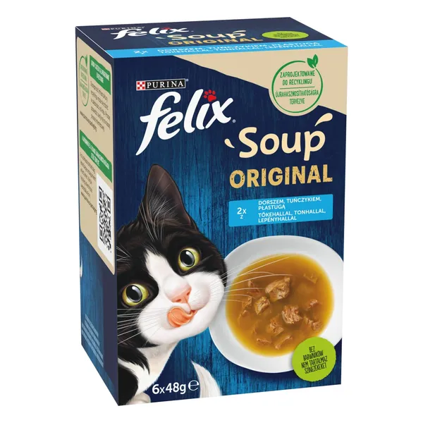 Zupa kaķiem Felix Soup Origin. ar zivīm 6x48g