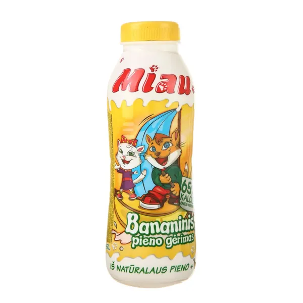 Sterilizuotas bananinis pieno gėrimas MIAU, 2,3 % rieb., 0,45 l