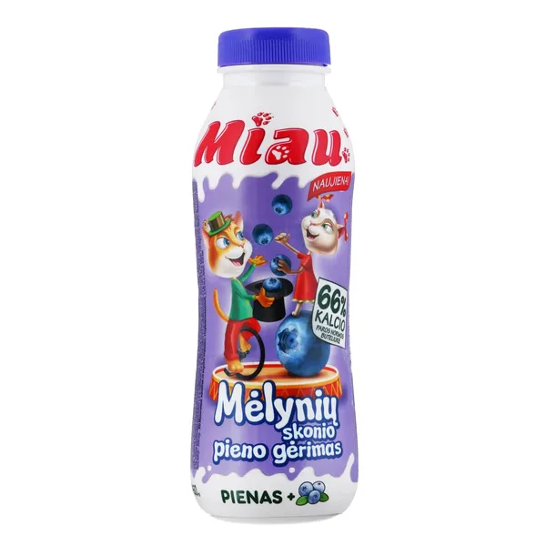 Sterilizuotas mėlynių skonio pieno gėrimas MIAU, 450 ml