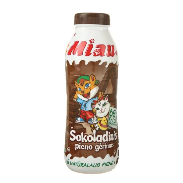 Sterilizuotas šokoladinis pieno gėrimas MIAU, 2,3 % rieb., 0,45 l