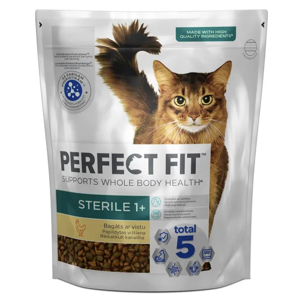Ėdalas sterilizuotoms katėms su vištiena PERFECT FIT, 1,4 kg