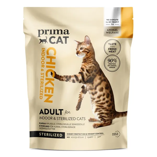 Suaugusioms Katėms PrimaCat Vištiena Sterilizuotoms,400g