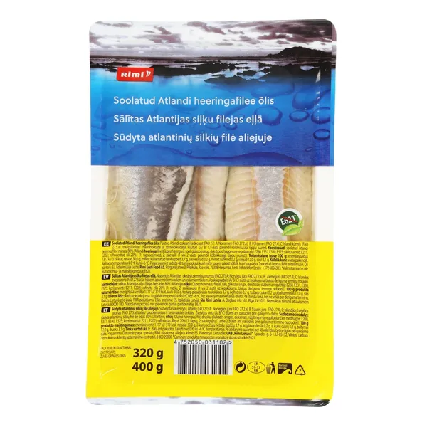 Siļķu fileja Rimi eļļā 400g/320g