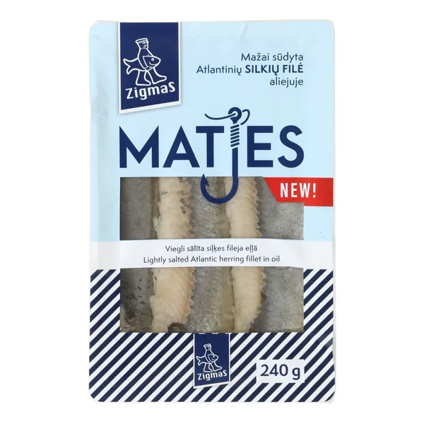 Mažai sūdyta atlantinių silkių filė aliejuje ZIGMAS MATES, 240 g