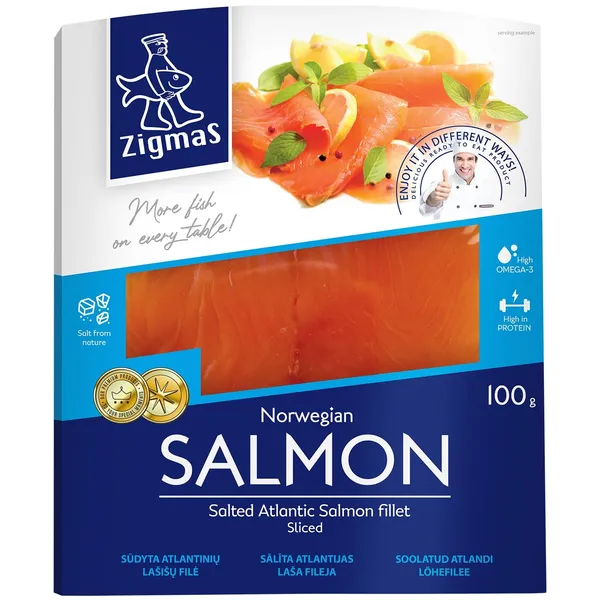 Atlantijas laša fil. Zigmas sālīta šķēl. 100g