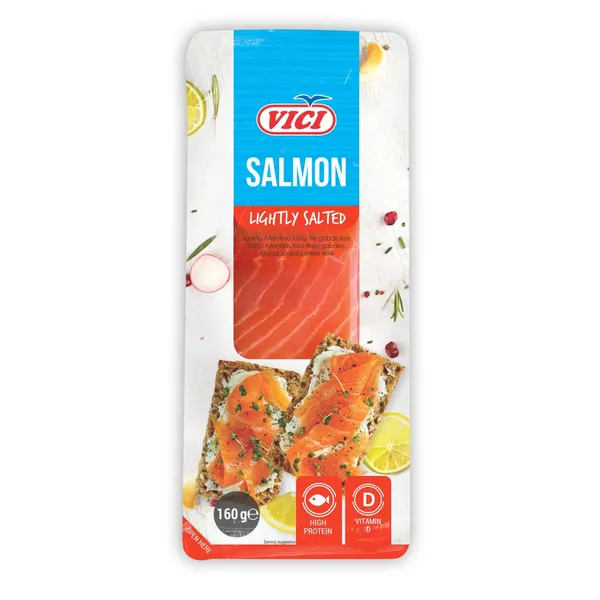 Sūdyti lašišų filė gabaliukai VIČI, su oda, 160 g