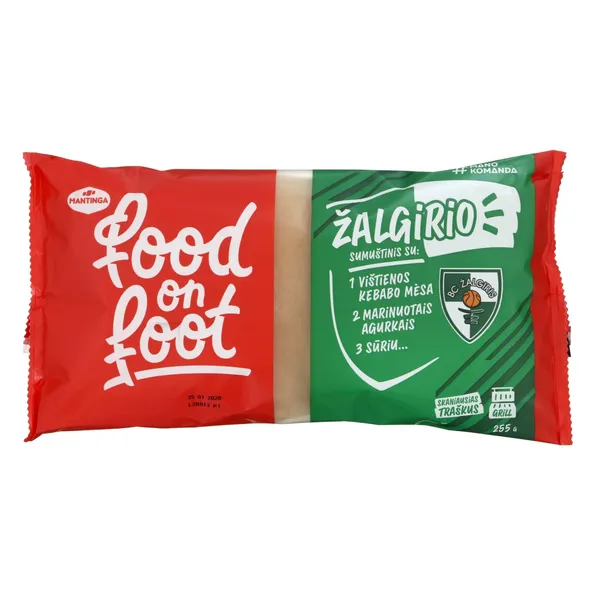 Sumuštinis su vištienos kebabo mėsa, marinuotais agurkais ir sūriu ŽALGIRIO FOOD ON FOOT, 255 g