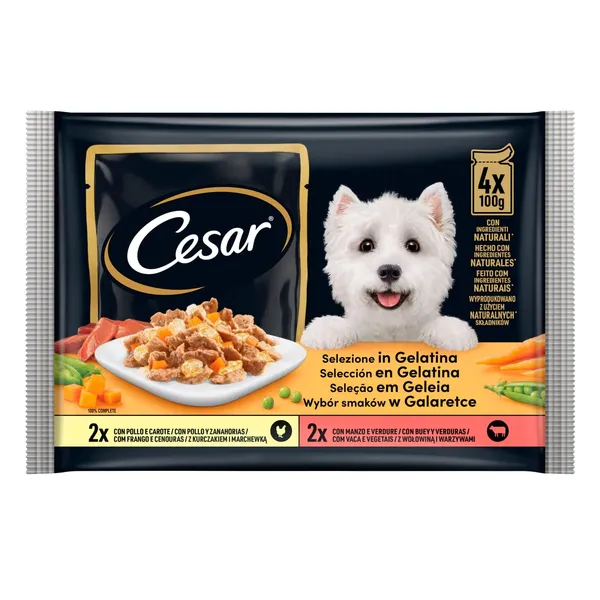 Šunų ėdalas Cesar vištienos su daržovėmis ragu 4x100g