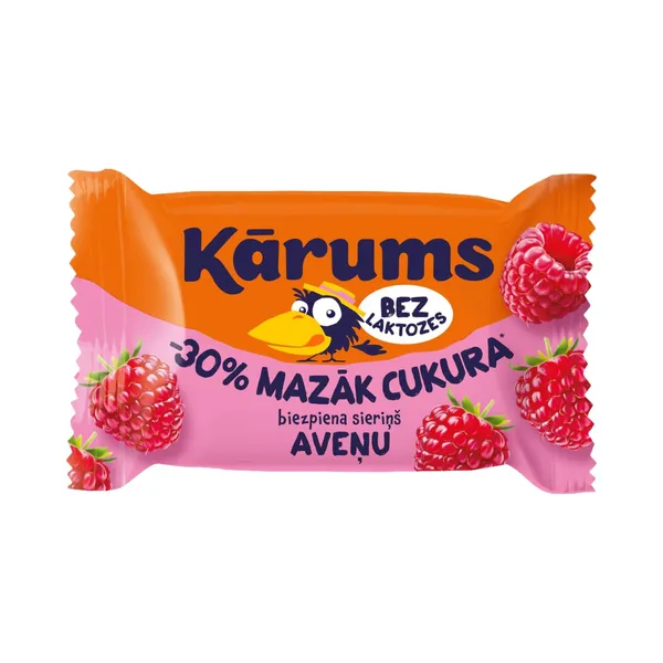 Sūrelis su avietėmis KARUMS, be laktozės, 30% mažiau cukraus, 40 g