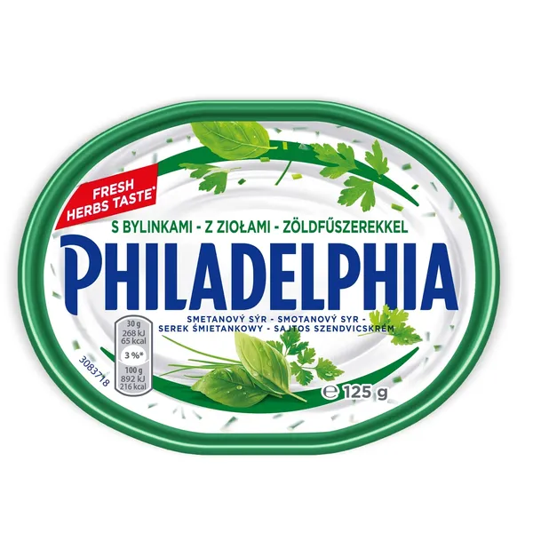 Šviežio sūrio gaminys PHILADELPHIA su prieskoninėmis žolelėmis, 125g
