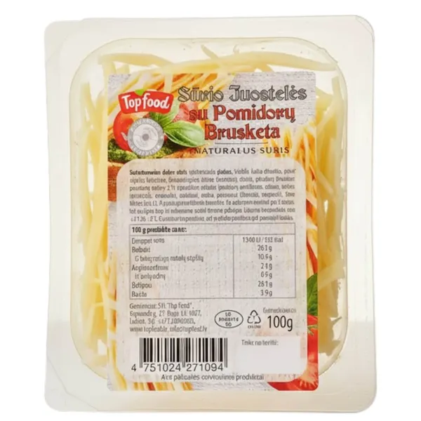 Sūrio juostelės su brusketa TOP FOOD, 45 %, 100 g