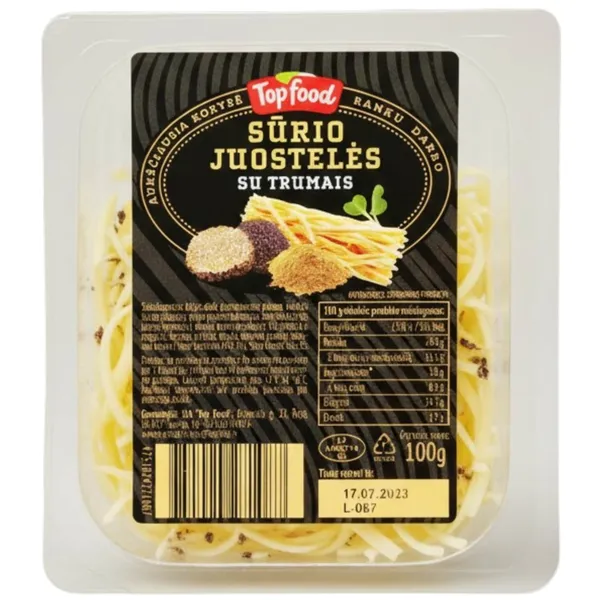 Sūrio juostelės su triufeliais TOP FOOD, 45 %, 100 g