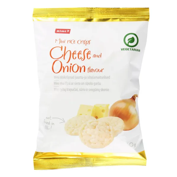 Mini rīsu čipsi Rimi ar siera, sīp. garšu 60g