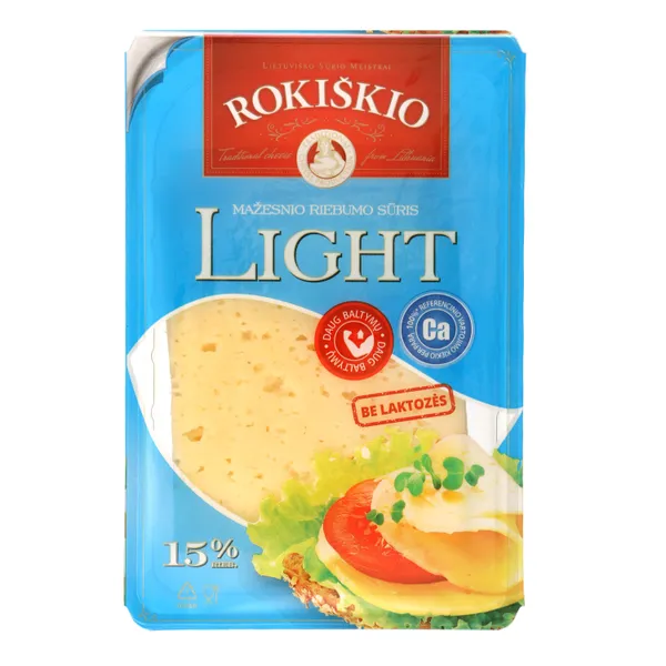 Sūris be laktozės ROKIŠKIO LIGHT, 15 % rieb., 150 g