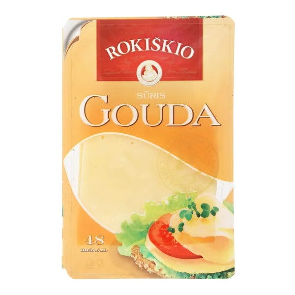 Sūris riekelėmis ROKIŠKIO GOUDA, 48 % rieb., 150 g