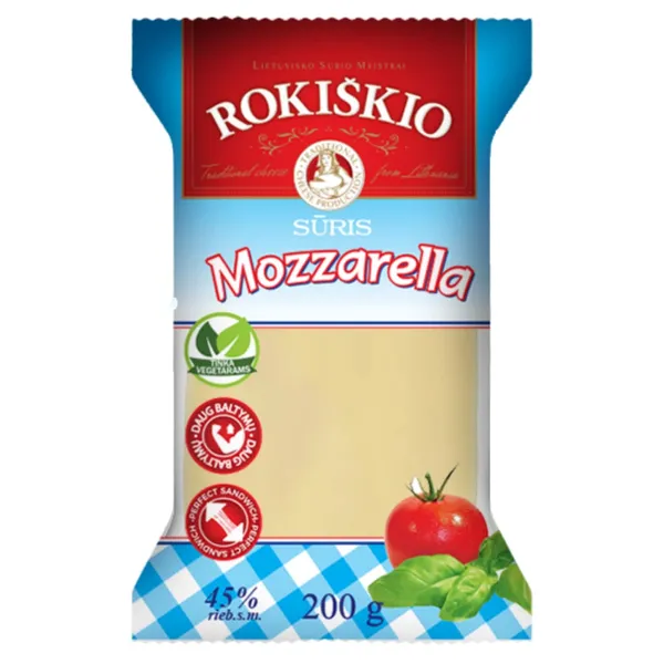 Sūris ROKIŠKIO MOZZARELLA, 45 % rieb., 200 g
