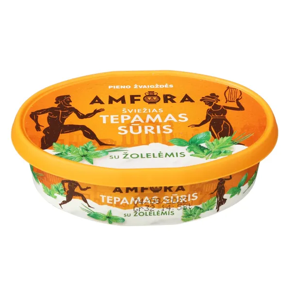 Šviežias tepamas sūris su žolelėmis AMFORA, 23 % rieb., 180 g